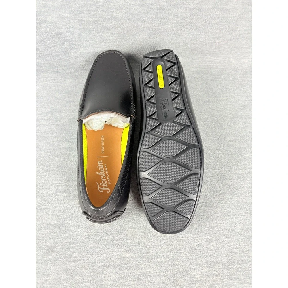 Florsheim Motor Venetian Shoes Mens 7.5 W Black Leather Driving Loafers Comfort